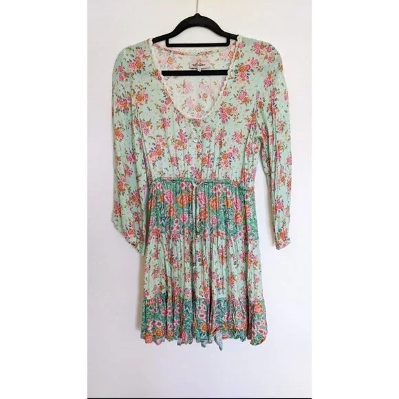 Arnhem Harmony Gypsy Mini Dress Sz6 Boho Floral Mint - Picture 3 of 10